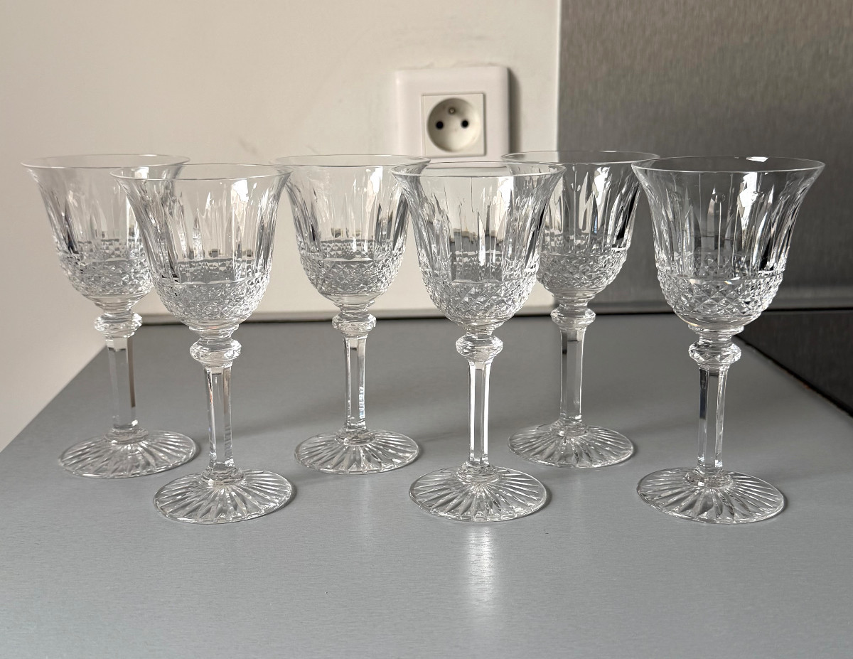 6 Verres à Vin Blanc ou Porto en Cristal Saint Louis modèle Tommy