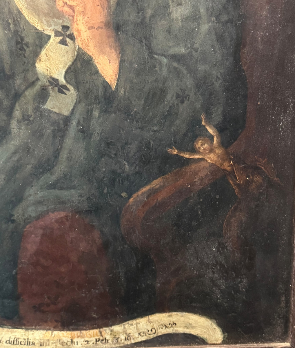 Grande Huile sur Cuivre Saint Ambroise Époque XVIIe-photo-1