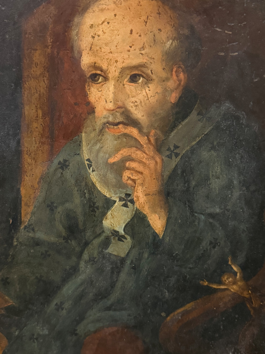 Grande Huile sur Cuivre Saint Ambroise Époque XVIIe-photo-2