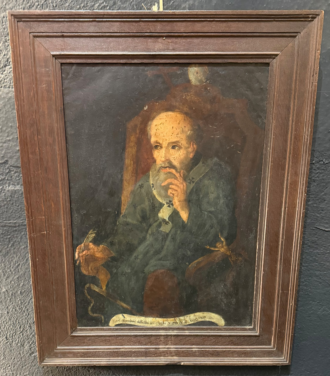 Grande Huile sur Cuivre Saint Ambroise Époque XVIIe