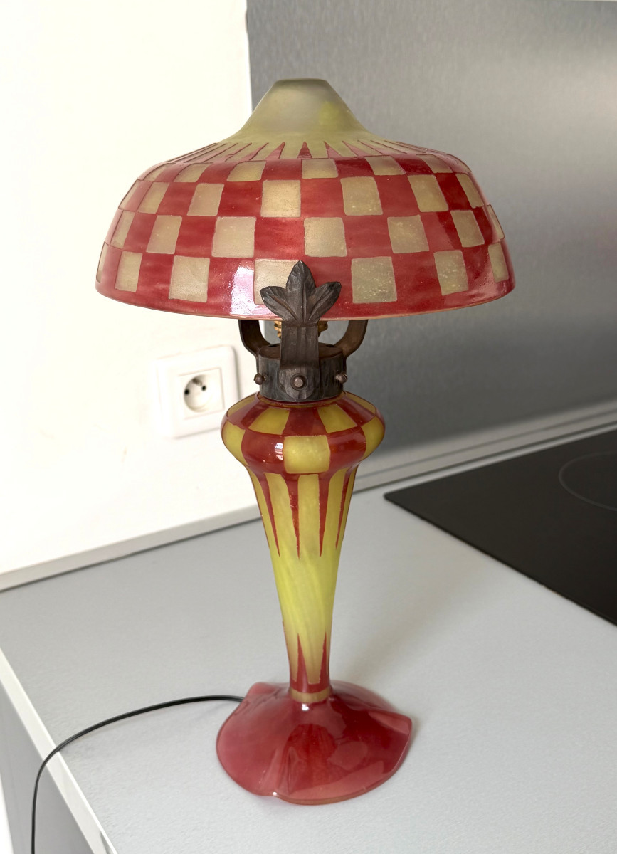 Lampe champignon Art Déco Schneider Le Verre Français-photo-2