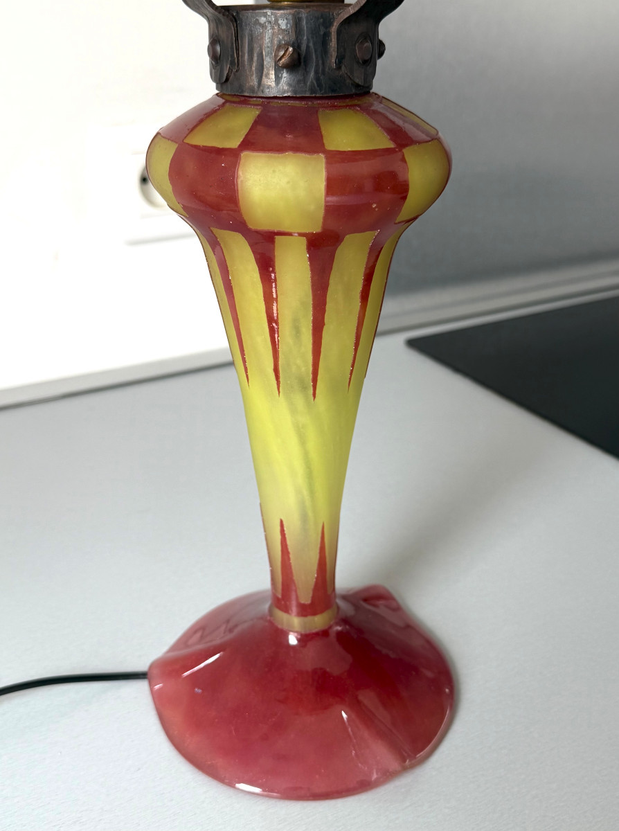 Lampe champignon Art Déco Schneider Le Verre Français-photo-4