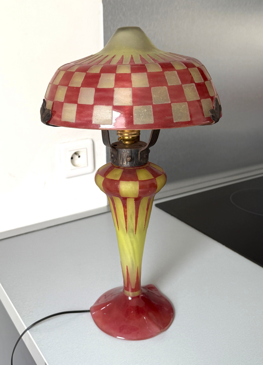 Lampe champignon Art Déco Schneider Le Verre Français
