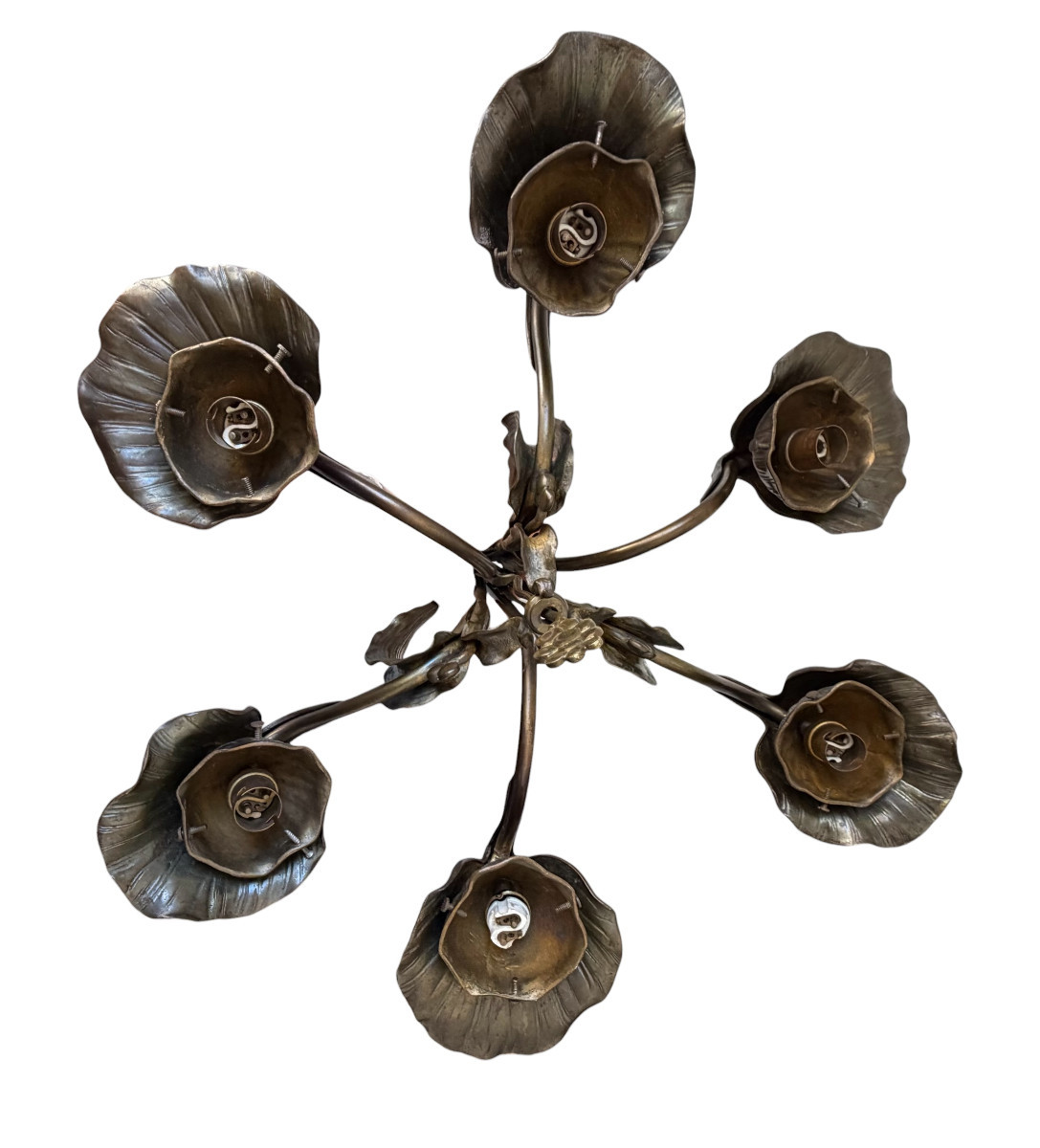 Art Nouveau Bronze Chandelier Jean Auguste Dampt Era Majorelle-photo-6