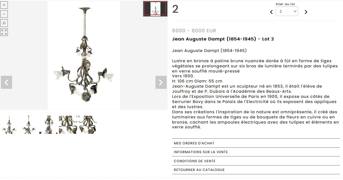 Art Nouveau Bronze Chandelier Jean Auguste Dampt Era Majorelle-photo-7