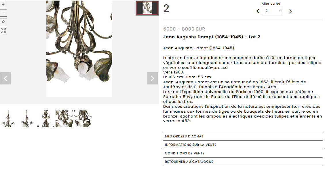 Art Nouveau Bronze Chandelier Jean Auguste Dampt Era Majorelle-photo-8
