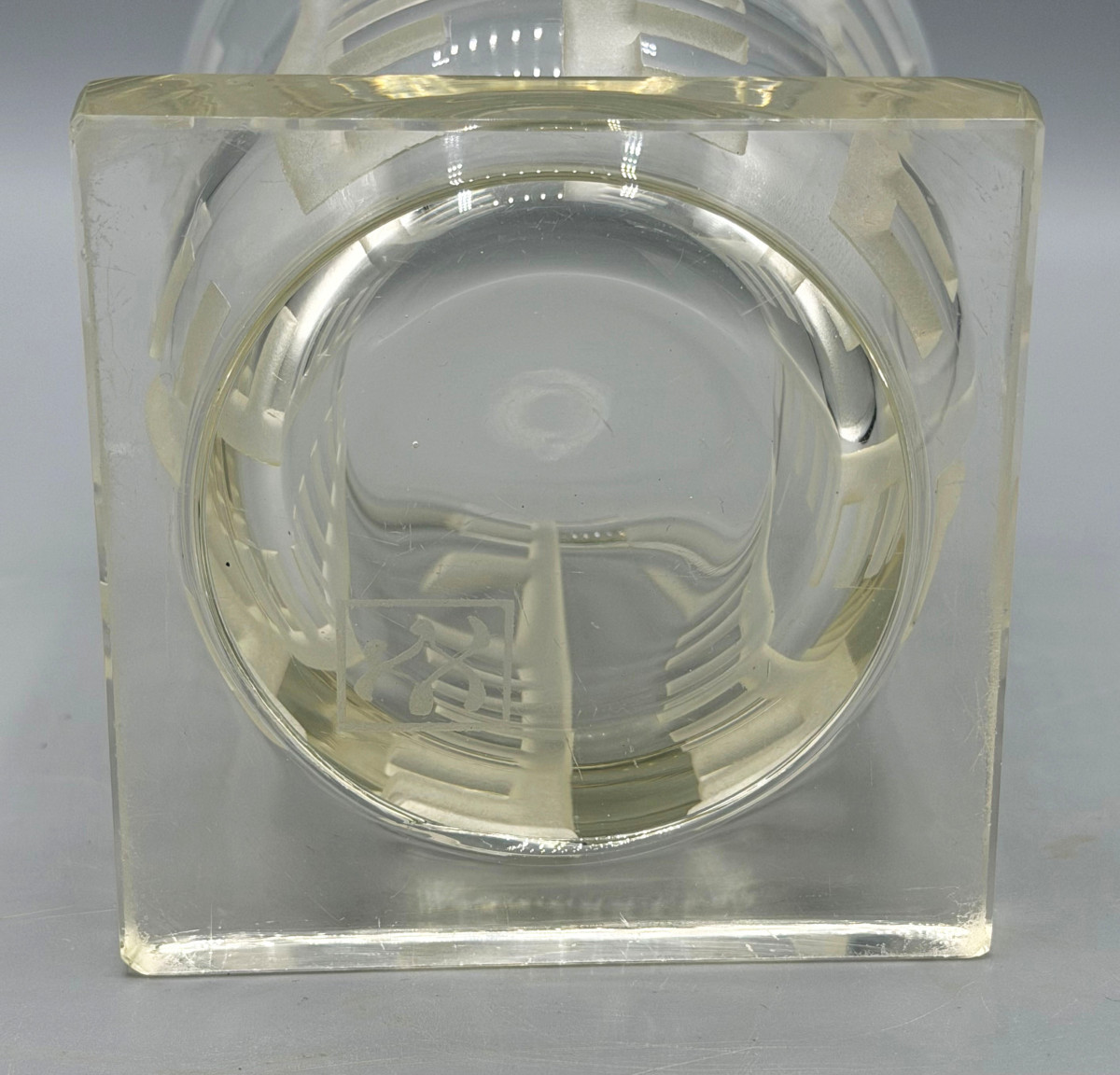 Art Deco Engraved Glass Vase Signed Jean Luce Circa 1930-photo-5