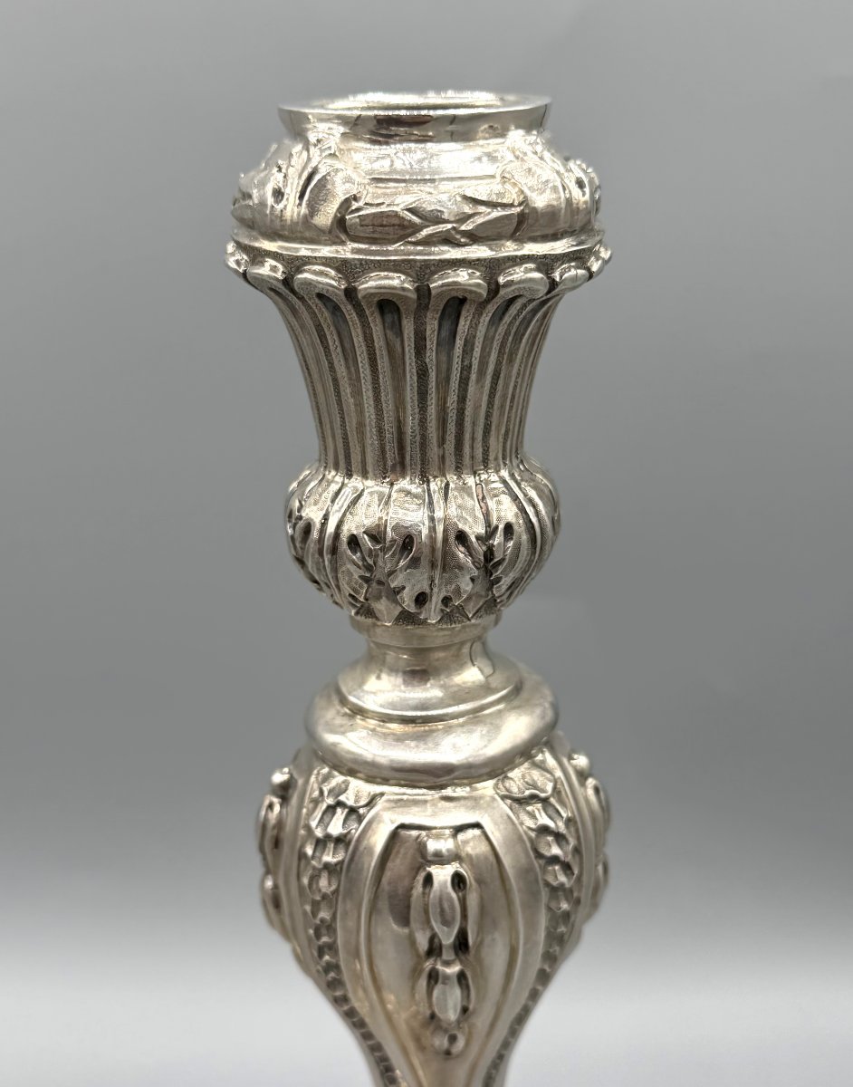 Bruxelles 1778 Pair Of Solid Silver Flambeaux 18th Century Candlesticks-photo-2