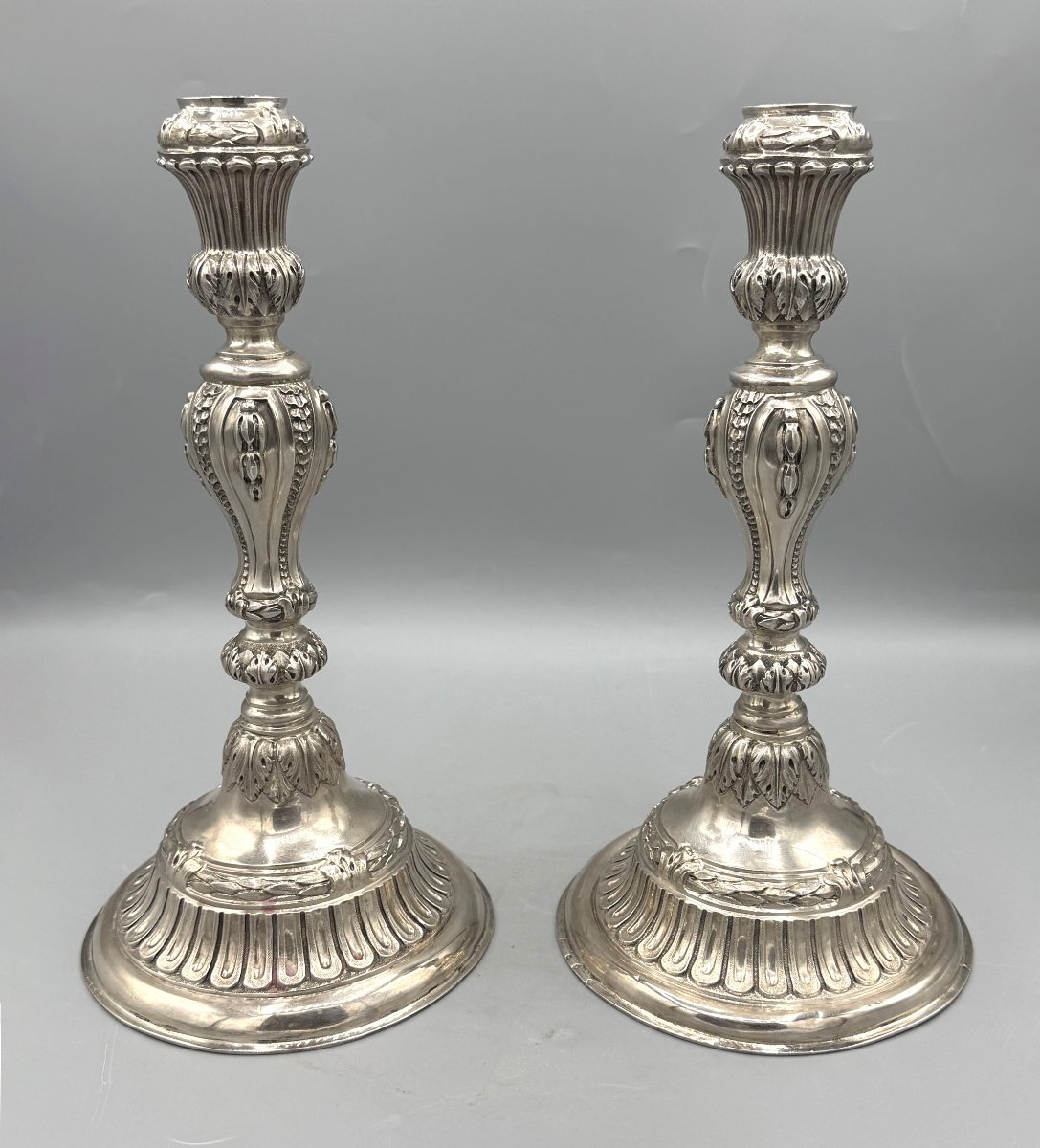 Bruxelles 1778 Pair Of Solid Silver Flambeaux 18th Century Candlesticks