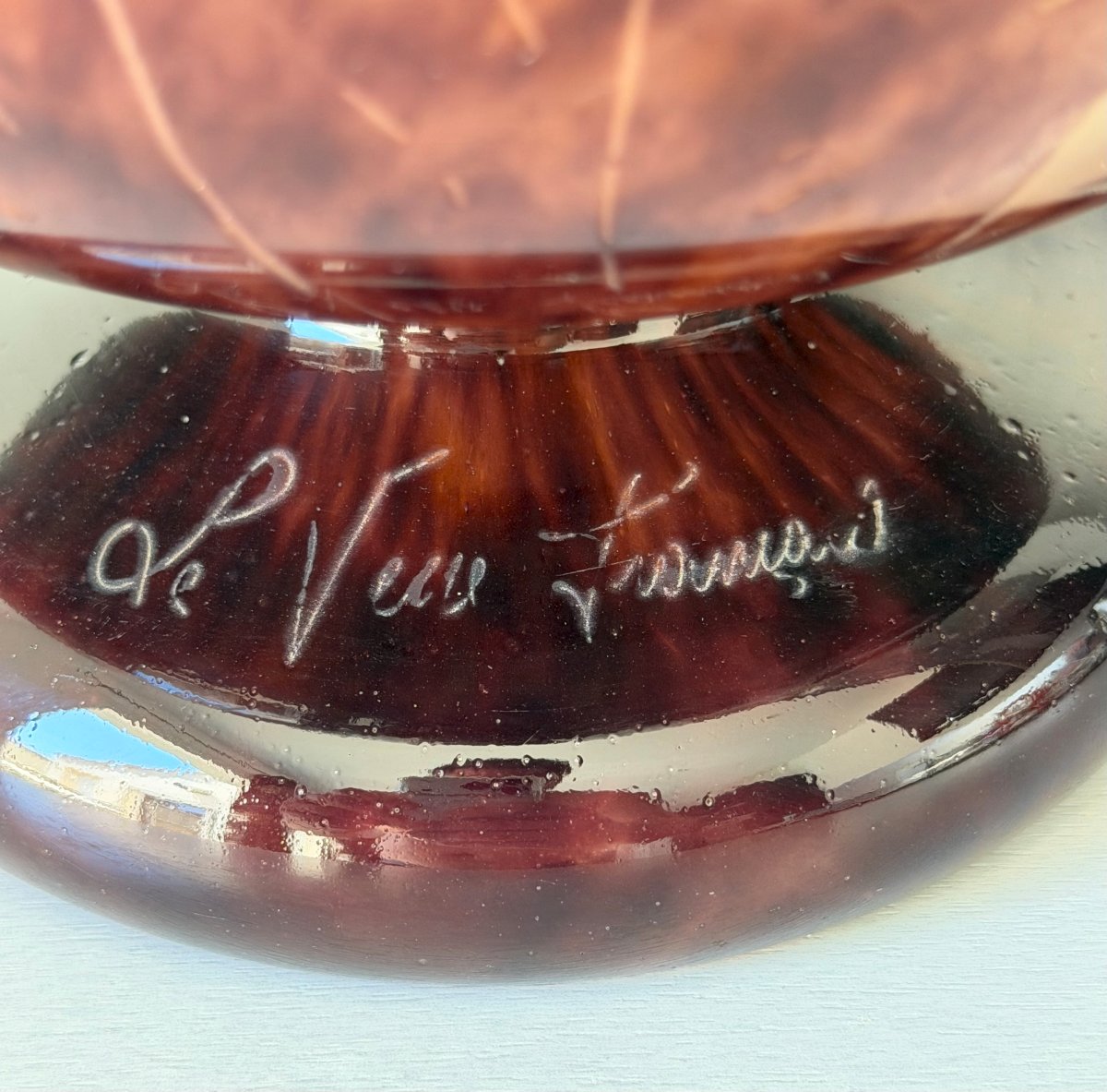 Monumental Art Deco Vase "lauriers" Schneider Le Verre Francais 64 Cm-photo-7