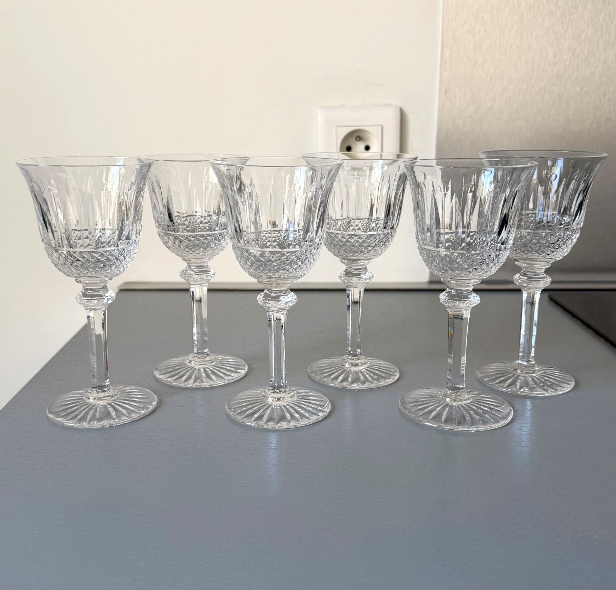 6 Verres à Vin en Cristal Saint Louis modèle Tommy
