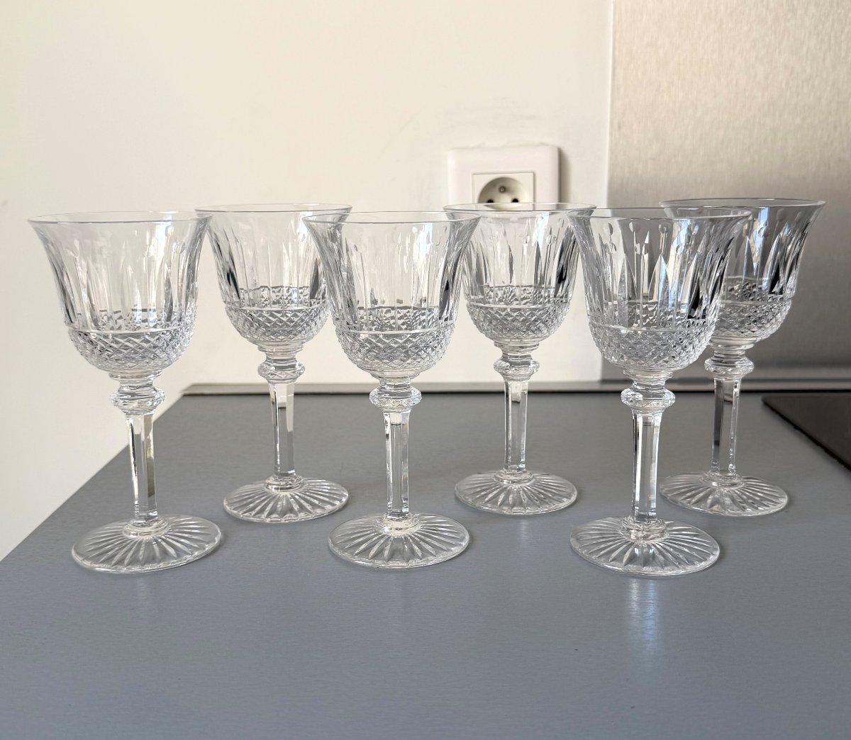 6 Verres à Vin en Cristal Saint Louis modèle Tommy