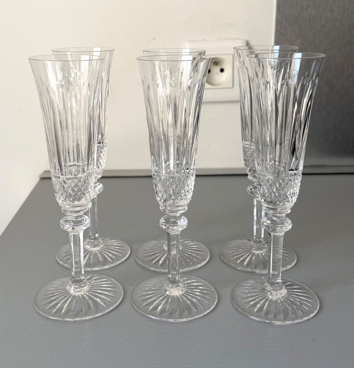 6 Flûtes à Champagne en Cristal Saint Louis modèle Tommy-photo-2