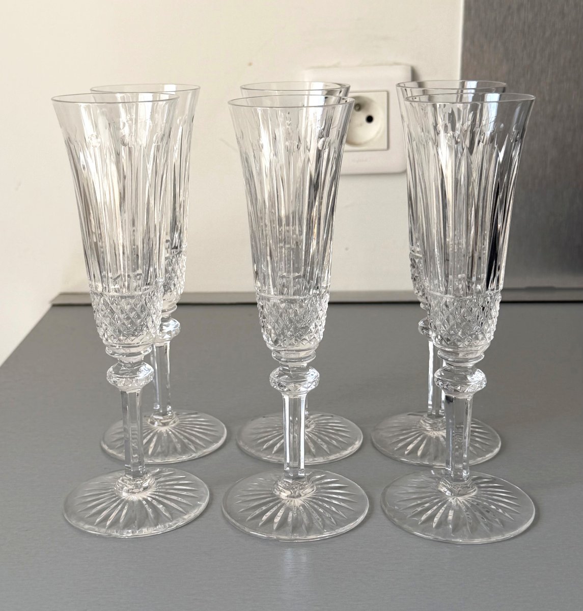6 Flûtes à Champagne en Cristal Saint Louis modèle Tommy-photo-2