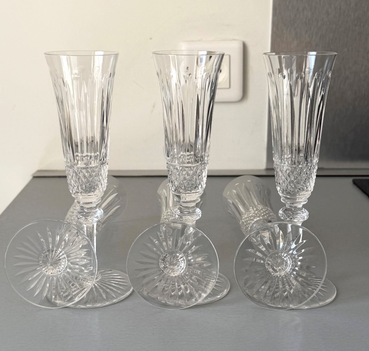 6 Flûtes à Champagne en Cristal Saint Louis modèle Tommy-photo-4