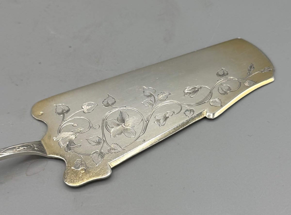 Pelle à Tarte / Gâteau Art Nouveau en Argent Massif Hack Charles & Hourdequin Achille-photo-2
