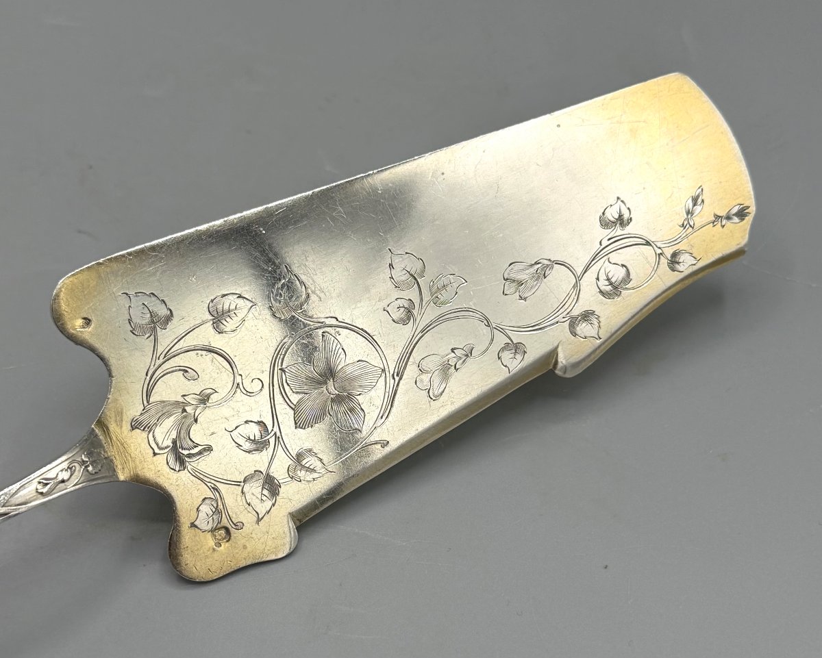 Pelle à Tarte / Gâteau Art Nouveau en Argent Massif Hack Charles & Hourdequin Achille-photo-4