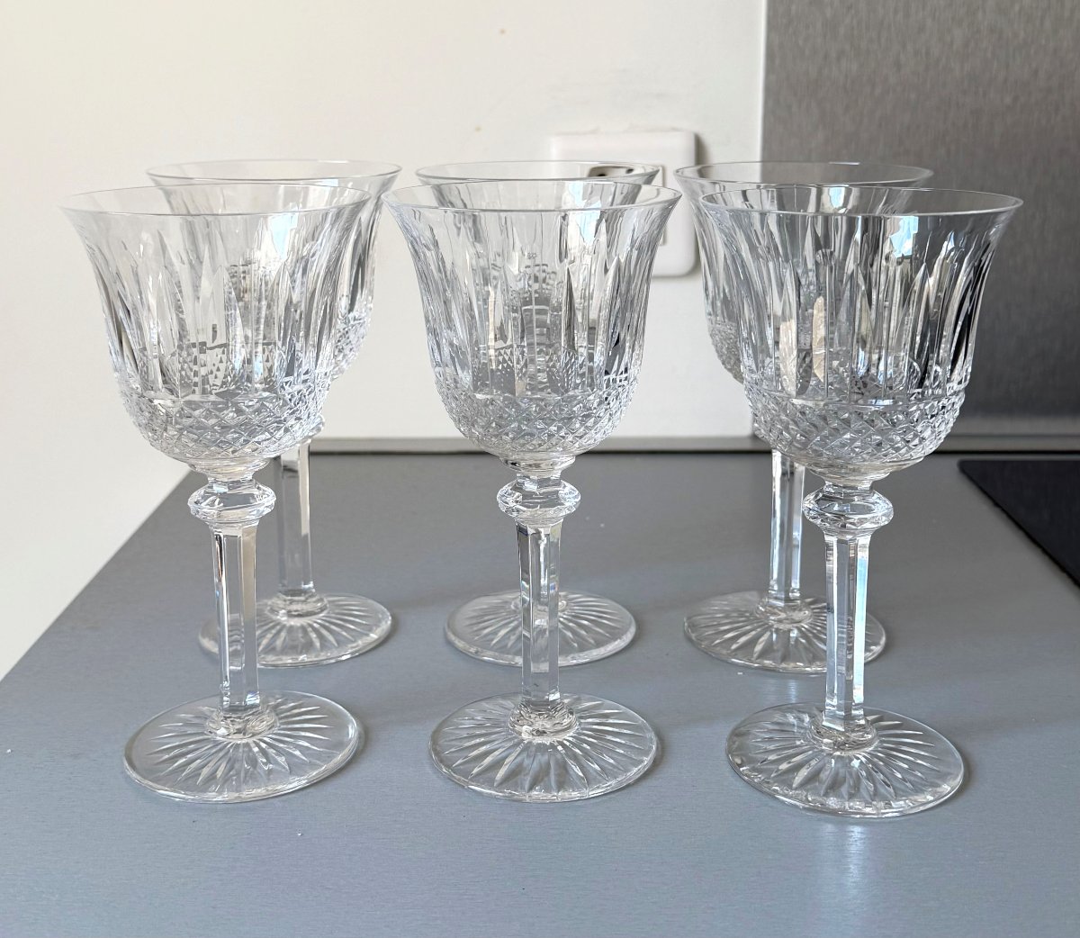 6 Saint Louis Crystal Water Glasses, Tommy Model-photo-2