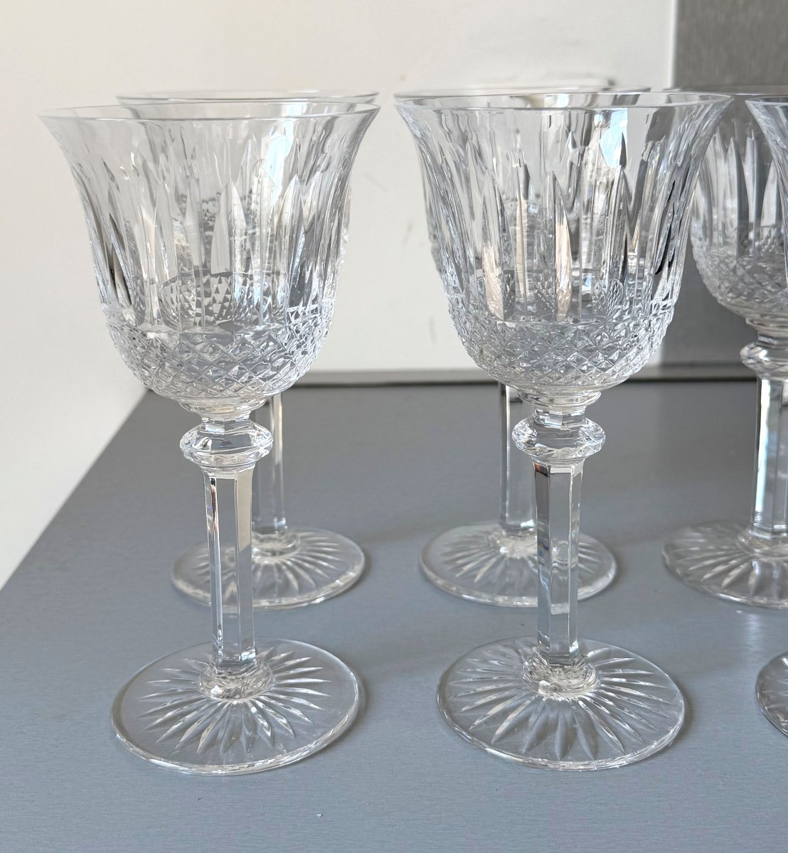 6 Saint Louis Crystal Water Glasses, Tommy Model-photo-1