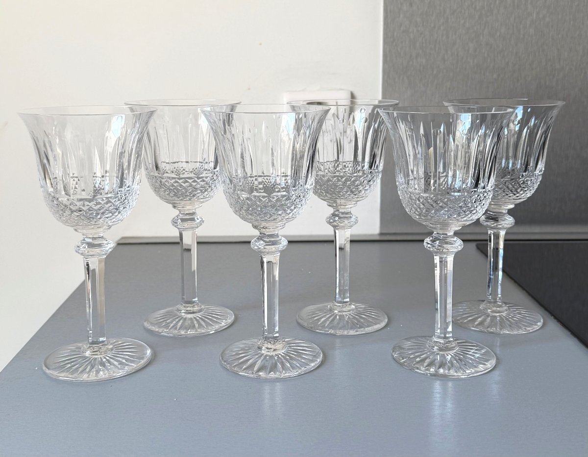 6 Saint Louis Crystal Water Glasses, Tommy Model