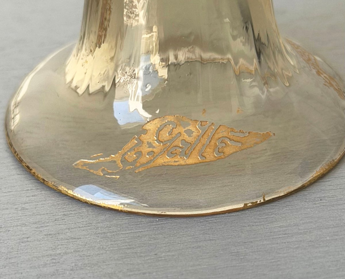 Flute à Champagne Art Nouveau aux Chrysanthèmes Cristallerie Emile Gallé Nancy-photo-6
