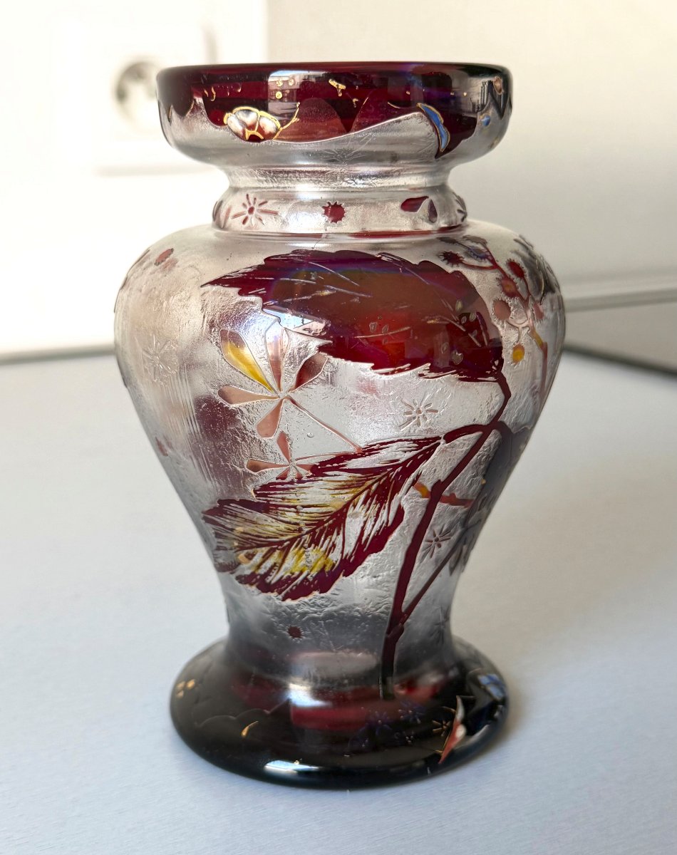Vase Art Nouveau Japonisant signé Vallerysthal-photo-2
