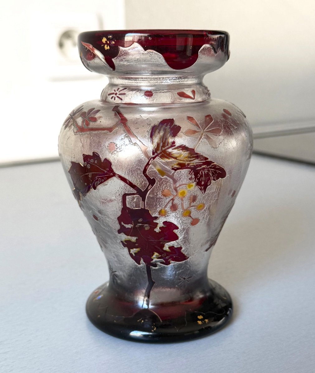 Vase Art Nouveau Japonisant signé Vallerysthal-photo-3