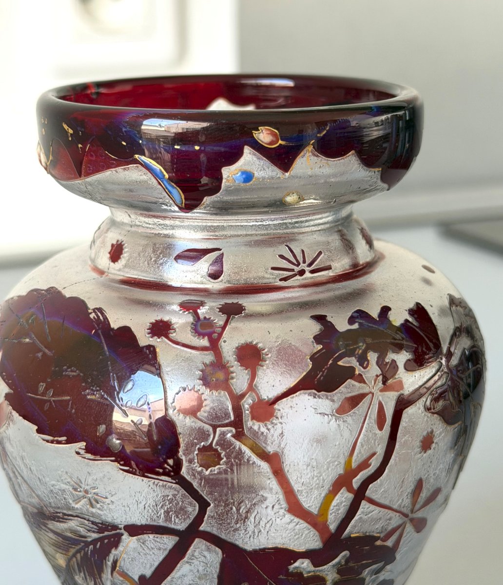 Vase Art Nouveau Japonisant signé Vallerysthal-photo-1