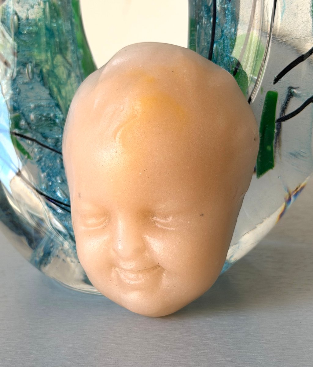 "child's Head" Glass Paste Mask By Georges Despret, Art Nouveau-photo-3