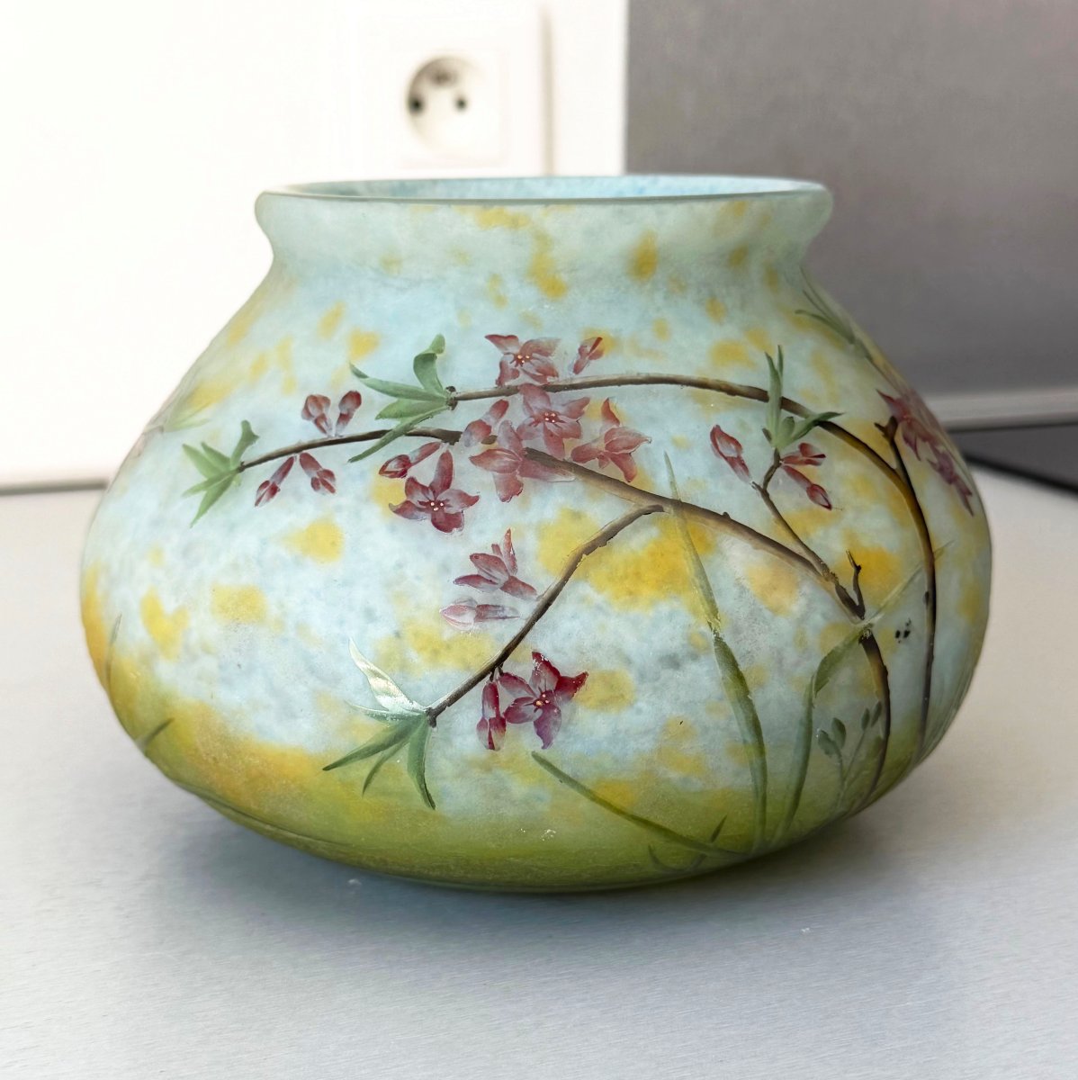 Imposant vase Art Nouveau aux Daphnés Daum Nancy-photo-2