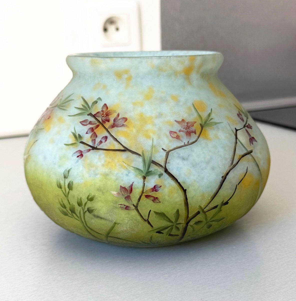 Imposant vase Art Nouveau aux Daphnés Daum Nancy-photo-3