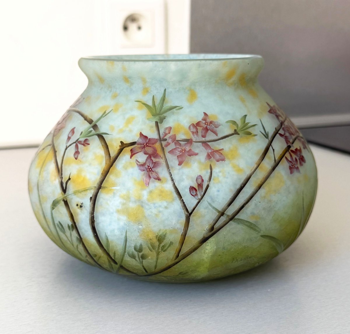 Imposant vase Art Nouveau aux Daphnés Daum Nancy-photo-4