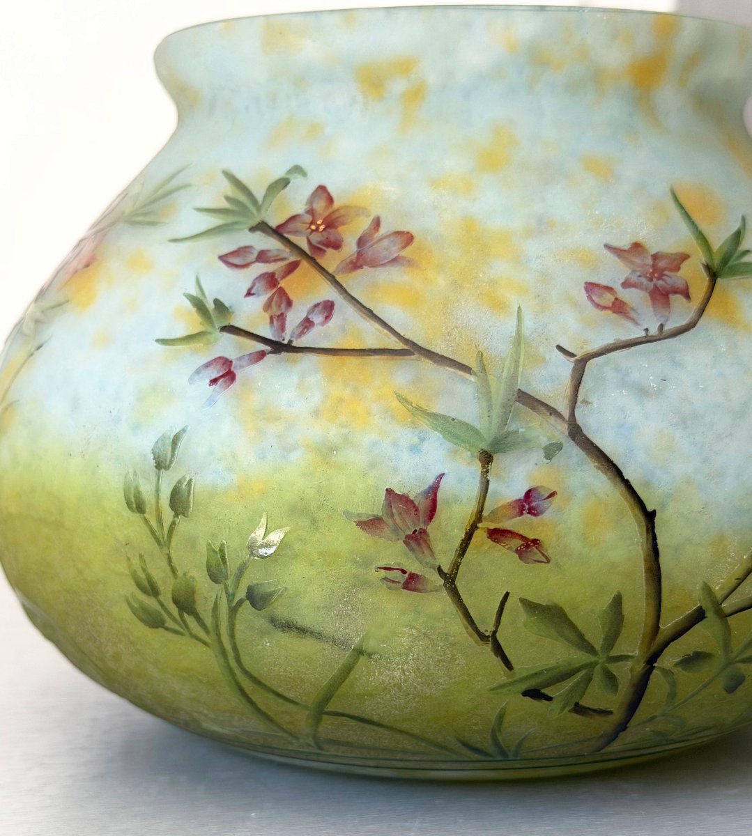 Imposant vase Art Nouveau aux Daphnés Daum Nancy-photo-4