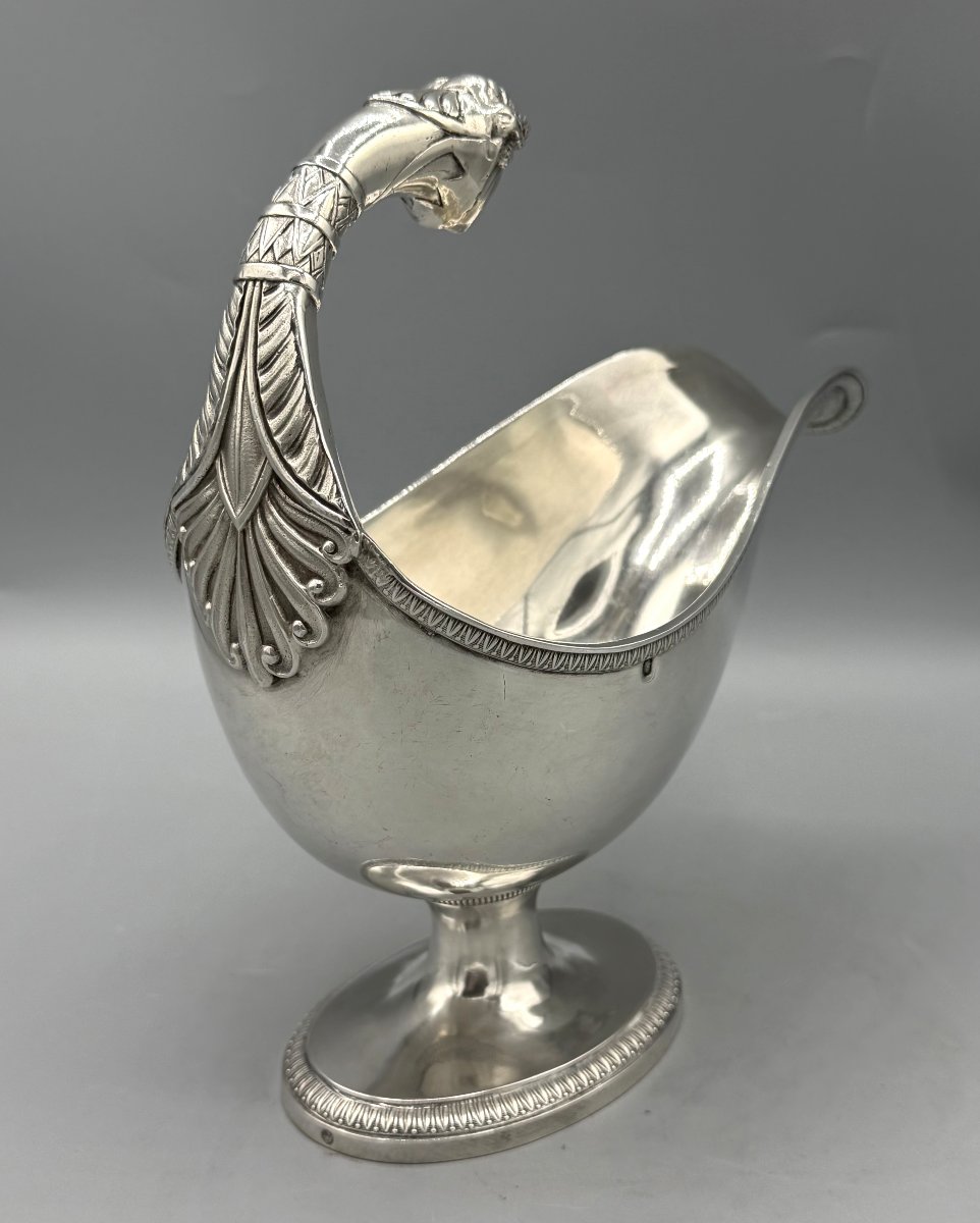 Solid Silver Saucière In The Empire Style By Silversmith J. A. B., Paris-photo-2
