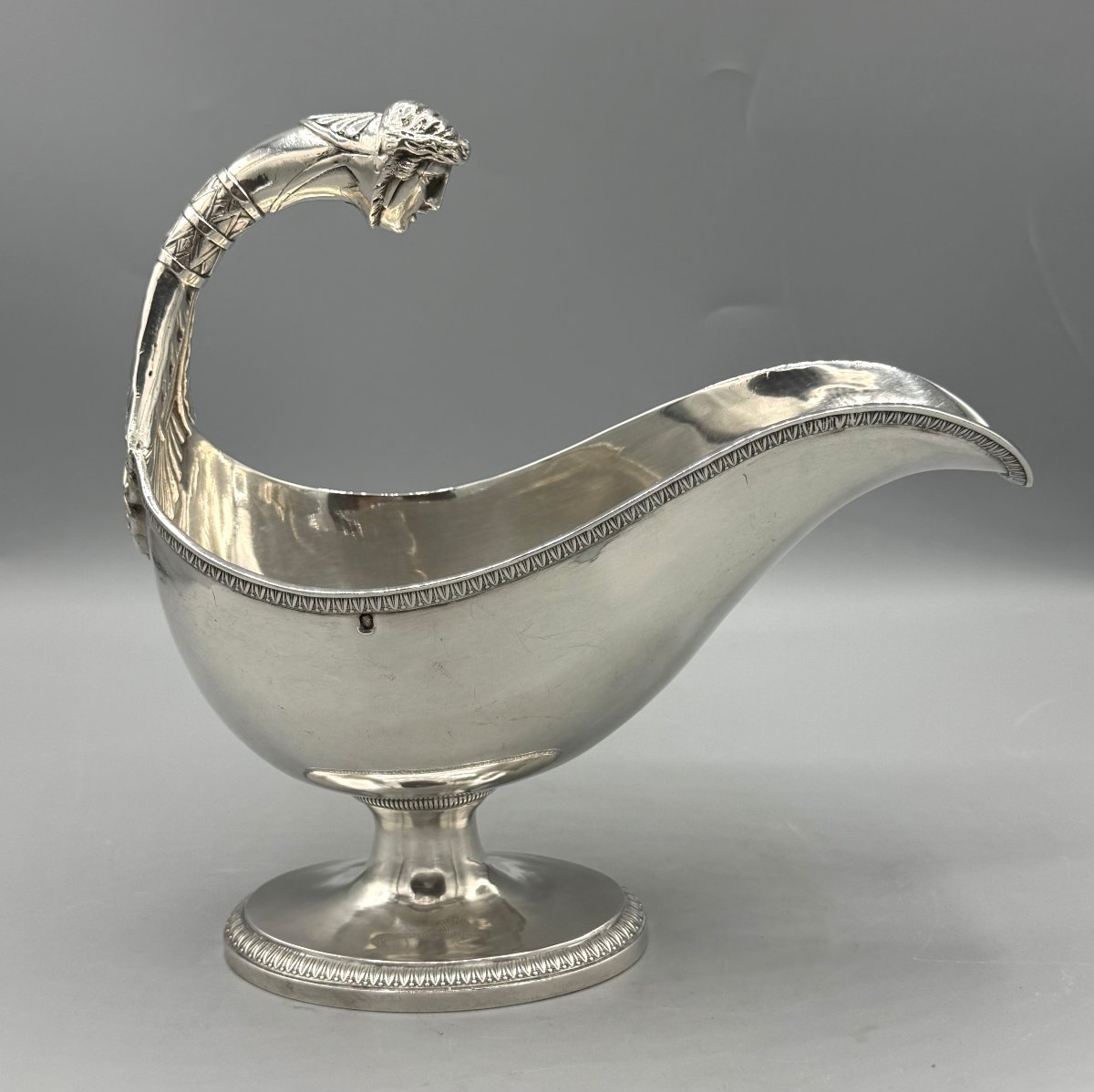 Solid Silver Saucière In The Empire Style By Silversmith J. A. B., Paris-photo-3