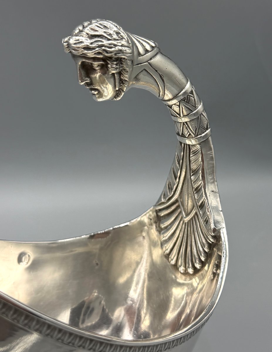 Solid Silver Saucière In The Empire Style By Silversmith J. A. B., Paris-photo-1