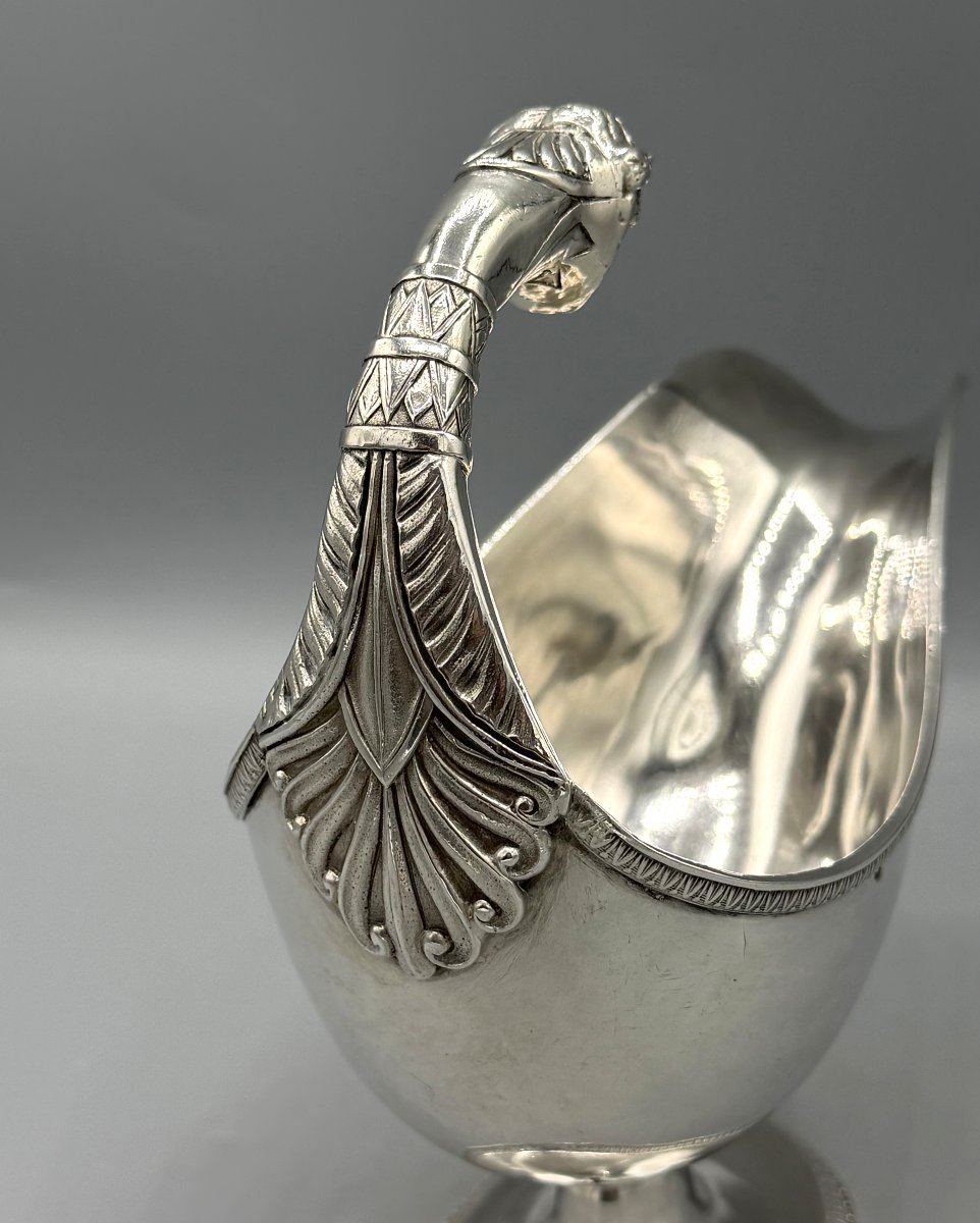 Solid Silver Saucière In The Empire Style By Silversmith J. A. B., Paris-photo-2