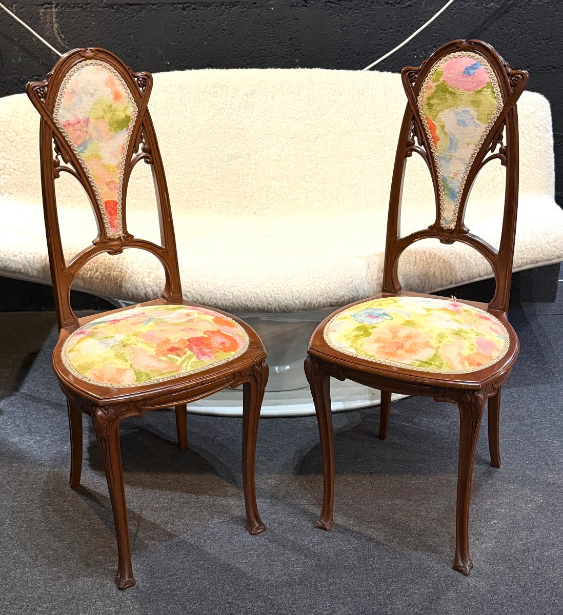 Pair Of Art Nouveau Chairs Era Majorelle Guimard-photo-2