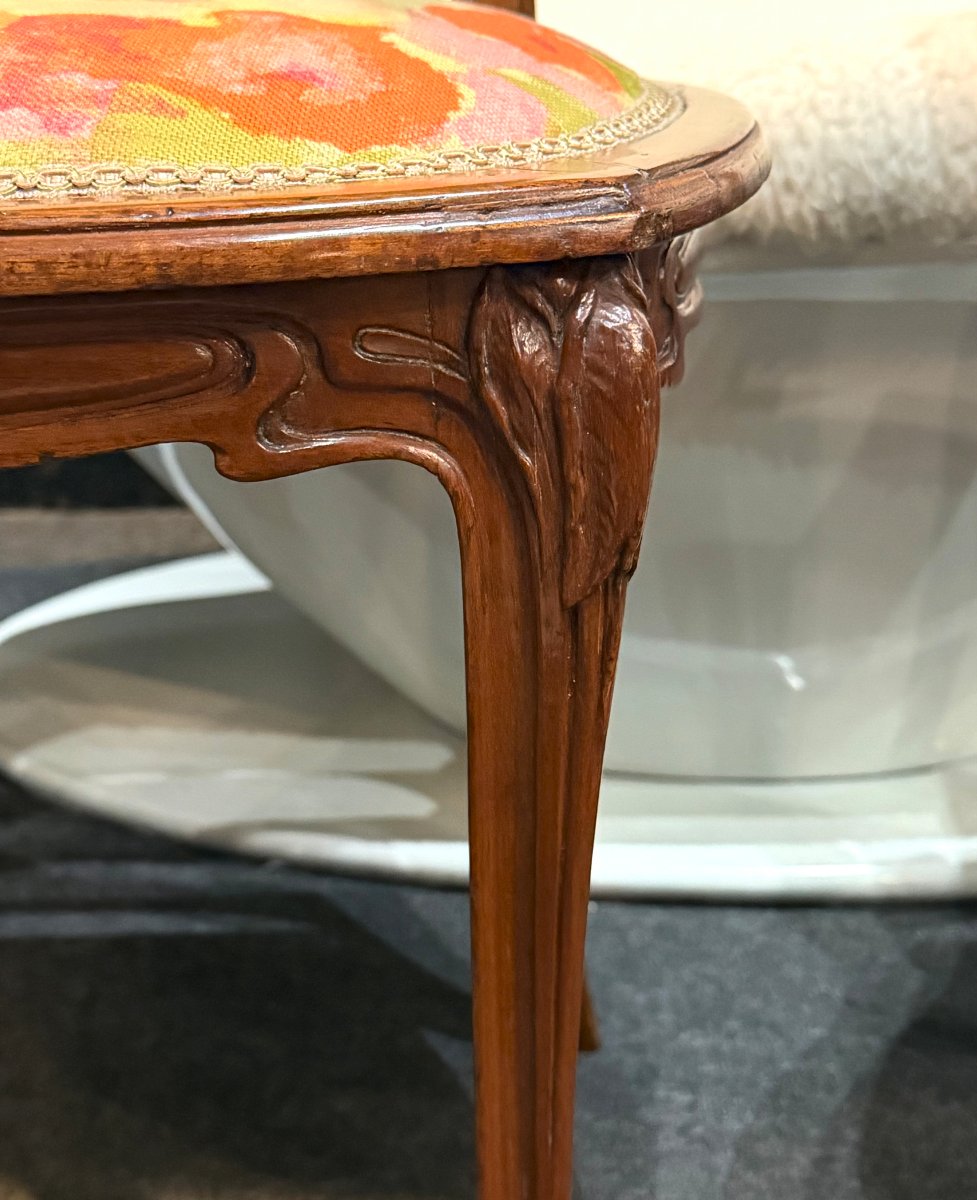 Pair Of Art Nouveau Chairs Era Majorelle Guimard-photo-5