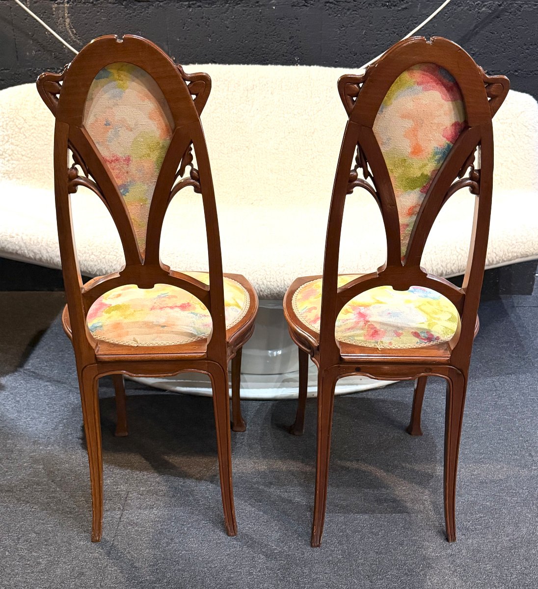 Pair Of Art Nouveau Chairs Era Majorelle Guimard-photo-7
