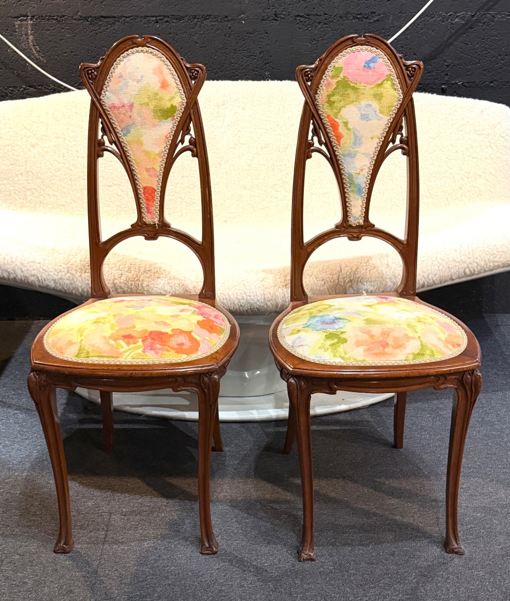 Pair Of Art Nouveau Chairs Era Majorelle Guimard