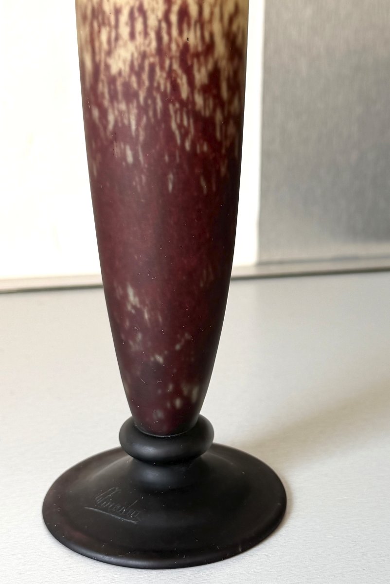 Vase Art Déco à Applications Charles Schneider - Le Verre Français vers 1920-photo-3