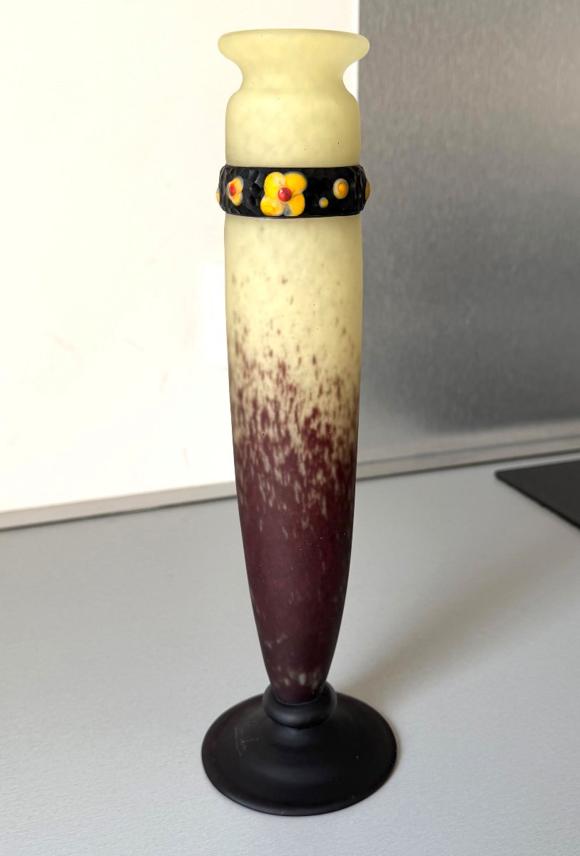Vase Art Déco à Applications Charles Schneider - Le Verre Français vers 1920