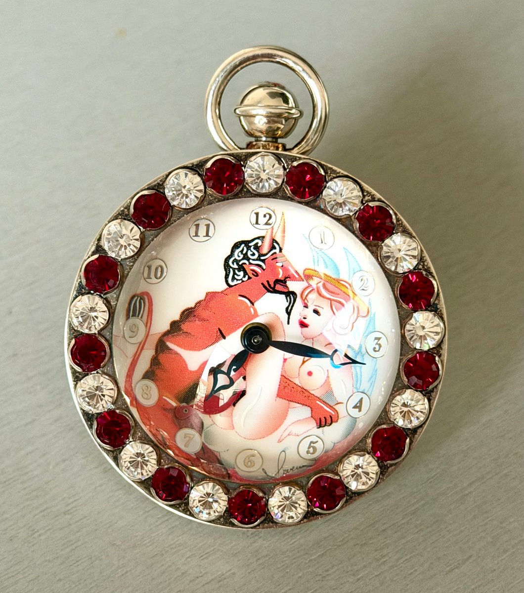 Corum Solid Silver Desk Clock "the Hours Of Love" Erotic Limited Edition