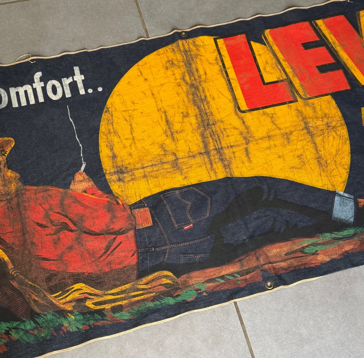 Vintage Levi's Advertising Banner, Circa 1950-photo-3