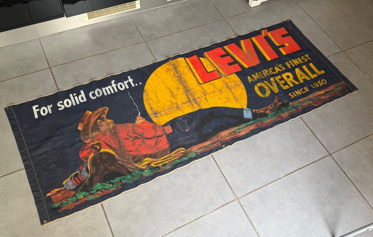Vintage Levi's Advertising Banner, Circa 1950-photo-1