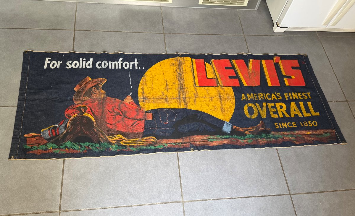 Vintage Levi's Advertising Banner, Circa 1950