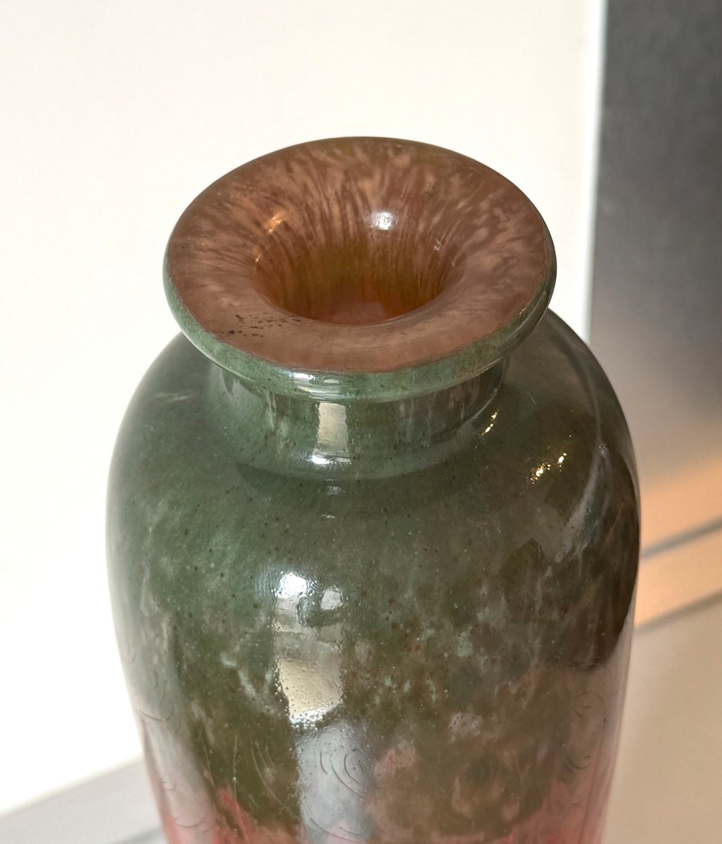 Vase Art Déco "Feuilles d'oseille" Schneider - Le Verre Français-photo-4