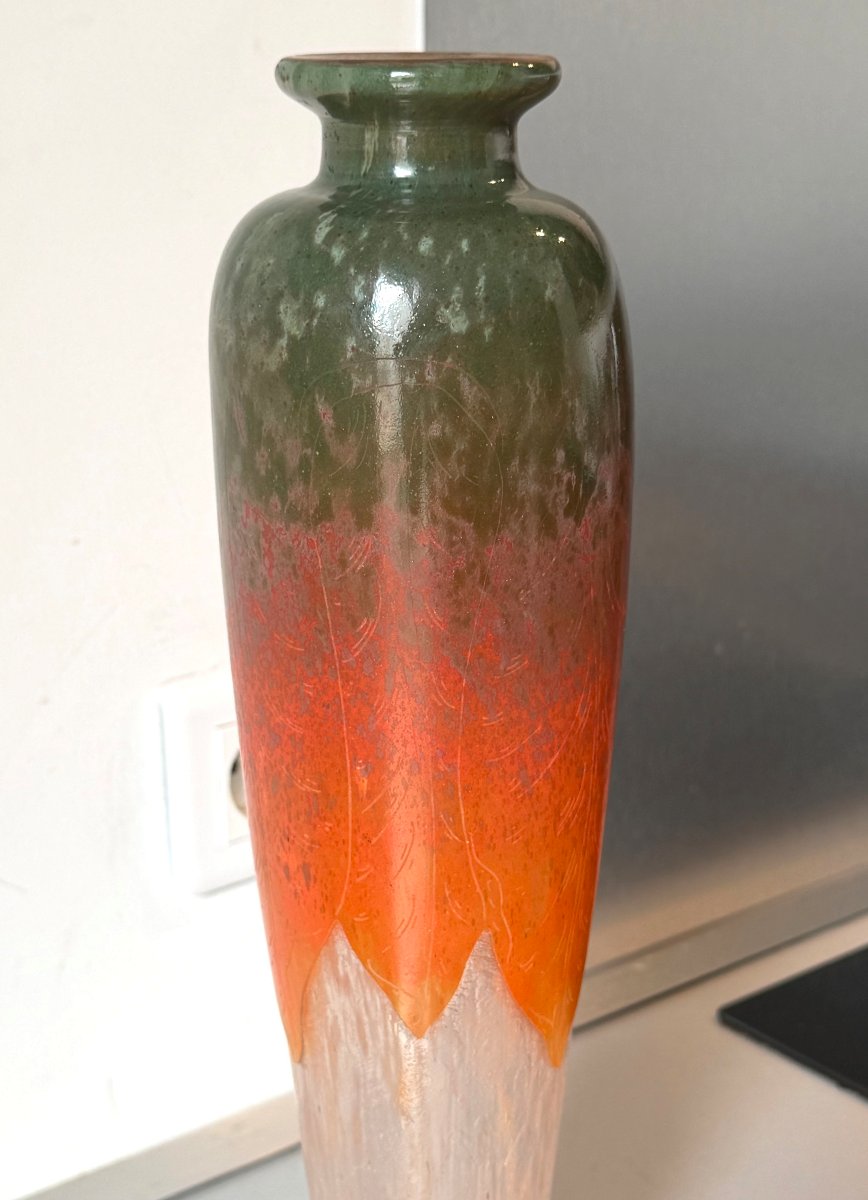 Vase Art Déco "Feuilles d'oseille" Schneider - Le Verre Français-photo-1