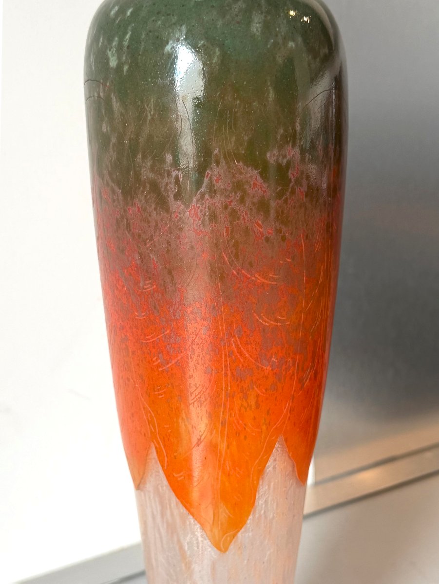 Vase Art Déco "Feuilles d'oseille" Schneider - Le Verre Français-photo-4